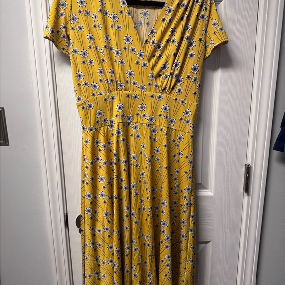 karina Dresses & Skirts - Yellow Flutter Sleeve V-Neck Midi Sundress